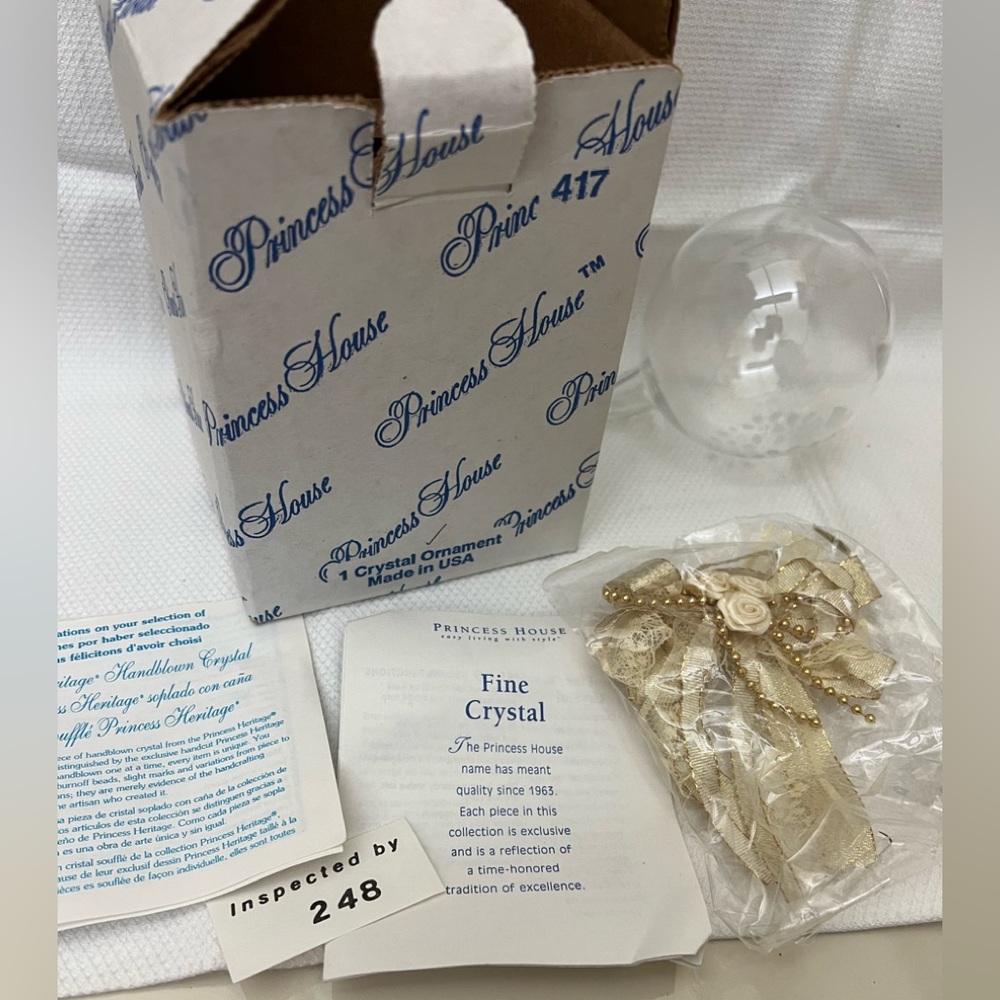 417 Princess House Handblown Crystal Ornament WREATH New In Box - Picture 4 of 5